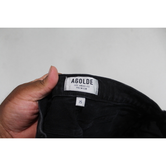 Agolde Women Black Denim Shorts Button Fly Raw Hem Size 25 - Picture 2 of 11
